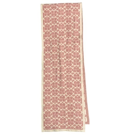 Coach pink cream metallic scarf wool blend - Picture 1 of 4